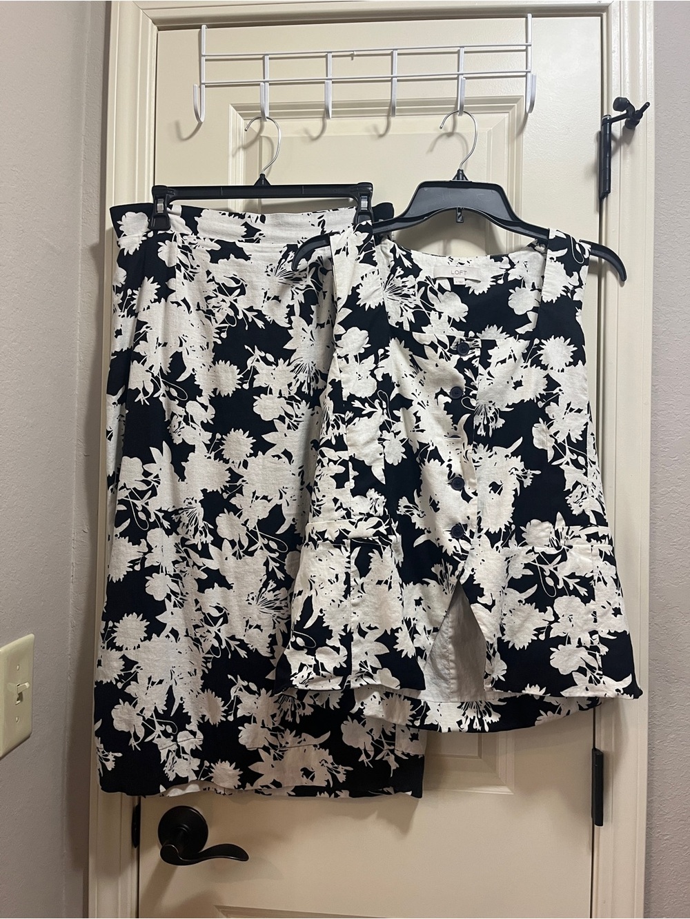 LOFT Black & White Floral Sleeveless Top and Skirt